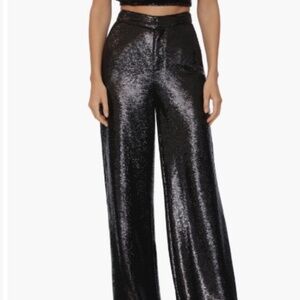 Unworn Avec Les Filles Black Sequins Wide Leg Long Pants